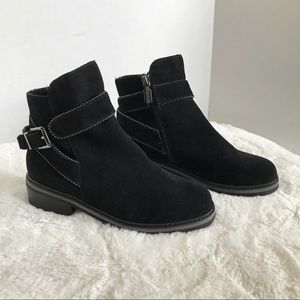 Blondo Black Suede Vital Waterproof Bootie Size 5.5M NWOT Studded Moto